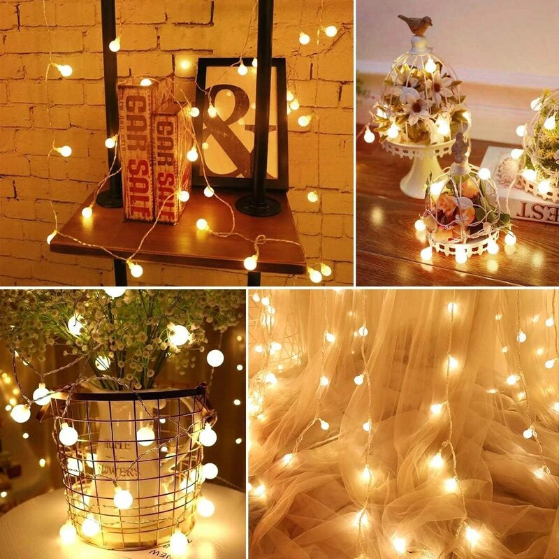 2024 Christmas Decorative Light USB Power Ball LED String Garland Light Waterproof Outdoor Light Wedding Decoration