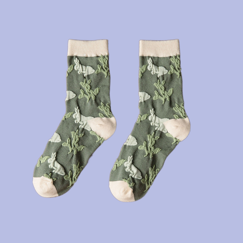 5/10 пар, зеленые модные носки в стиле ретро, в японском стиле Харадзюку, в стиле мори, осенне-зимние женские носки средней длины