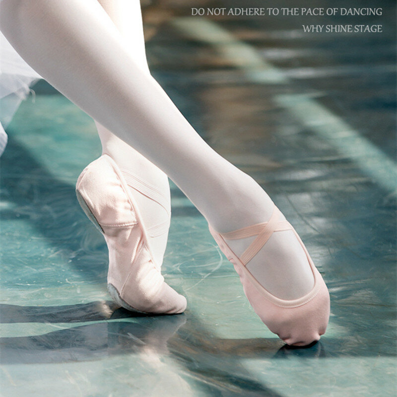 Scarpa da ballo professionale elasticizzata da donna in cotone confortevole senza lacci mancanza di cammello rosa rosso bianco scarpe da balletto