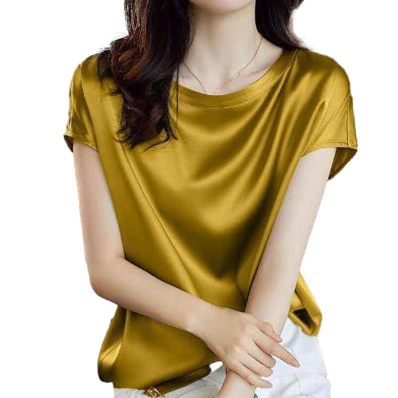 Camiseta duradera de manga corta para mujer, blusa básica de verano, informal y elegante