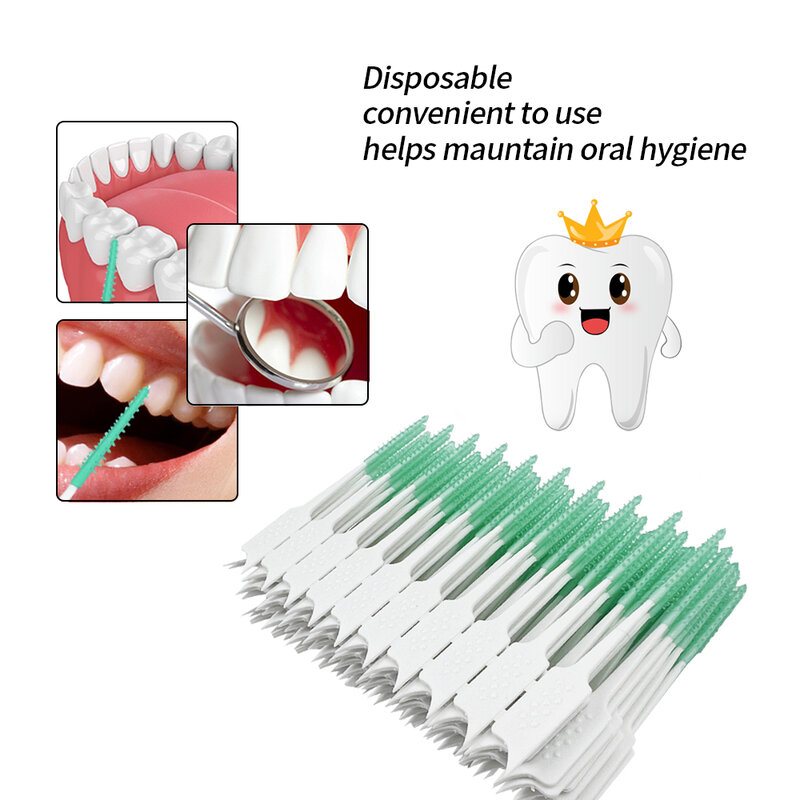 Set di pennelli interdentali in Silicone morbido correzione e pulizia ortodontica spazzola interdentale spazzola adattiva Per Gap 200 pezzi Per scatola