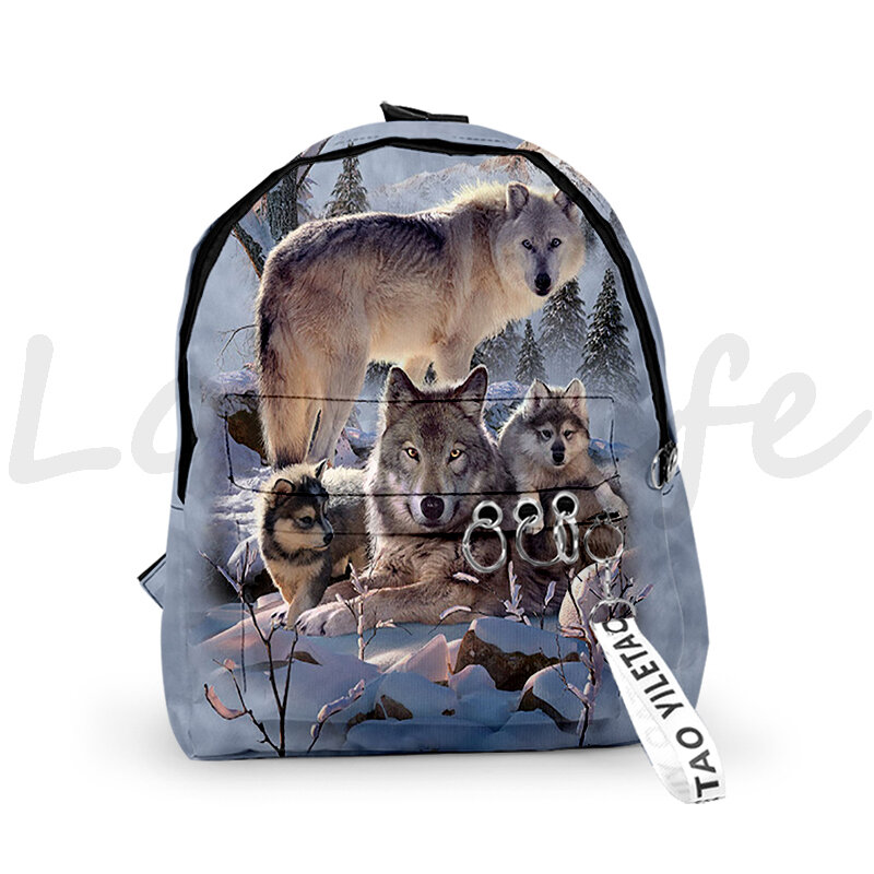 3D 인쇄 동물 늑대 배낭, 학생 학교 가방, Mochila 어린이 캐주얼 학교 가방, 소년, 소녀용 책가방, 학교 선물 시작