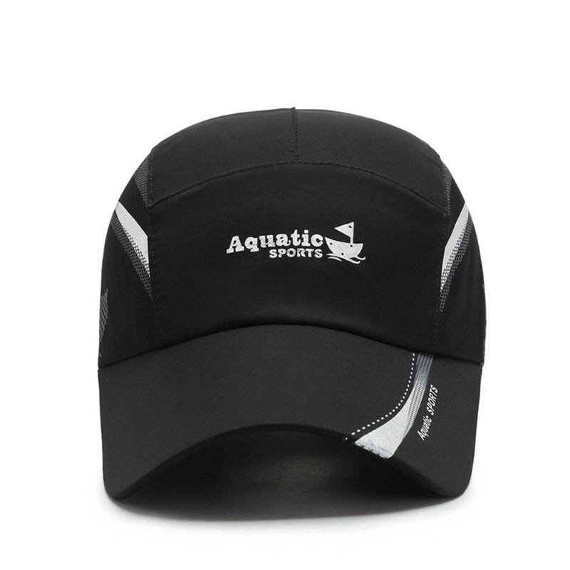 남녀공용 야외 블랙 방수 빠른 건조 모자, 스포츠 골프 낚시, 조절 가능한 통기성 자외선 차단 야구 모자