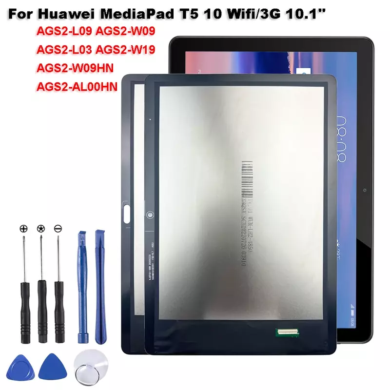 Montagem do digitalizador da tela sensível ao toque, display LCD, Huawei MediaPad T5, AGS2-L09, AGS2-W09, AGS2-L03, 10.1 "AAA Plus