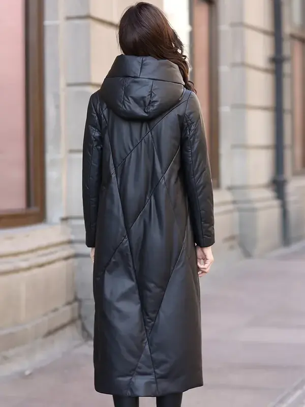 Tajiyane-女性用本革ジャケット、本物のシープスキンウィンタージャケット、高級ロングダウンコート、2023