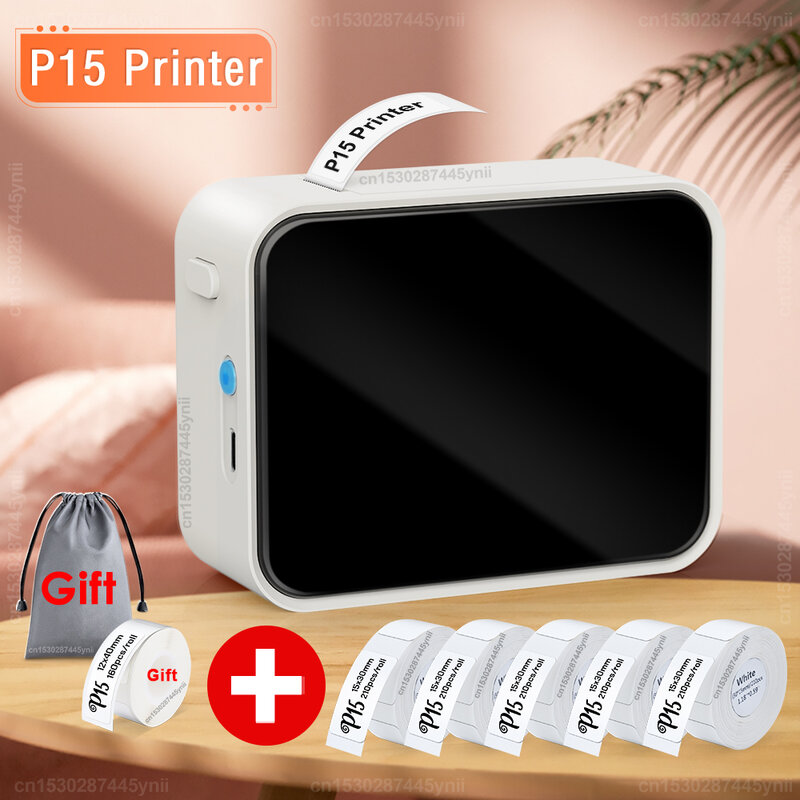 Imprimante d'étiquettes sans fil P15, étiqueteuse thermique Bluetooth portable, mini machine avec ruban adhésif, utilisation à domicile et au bureau