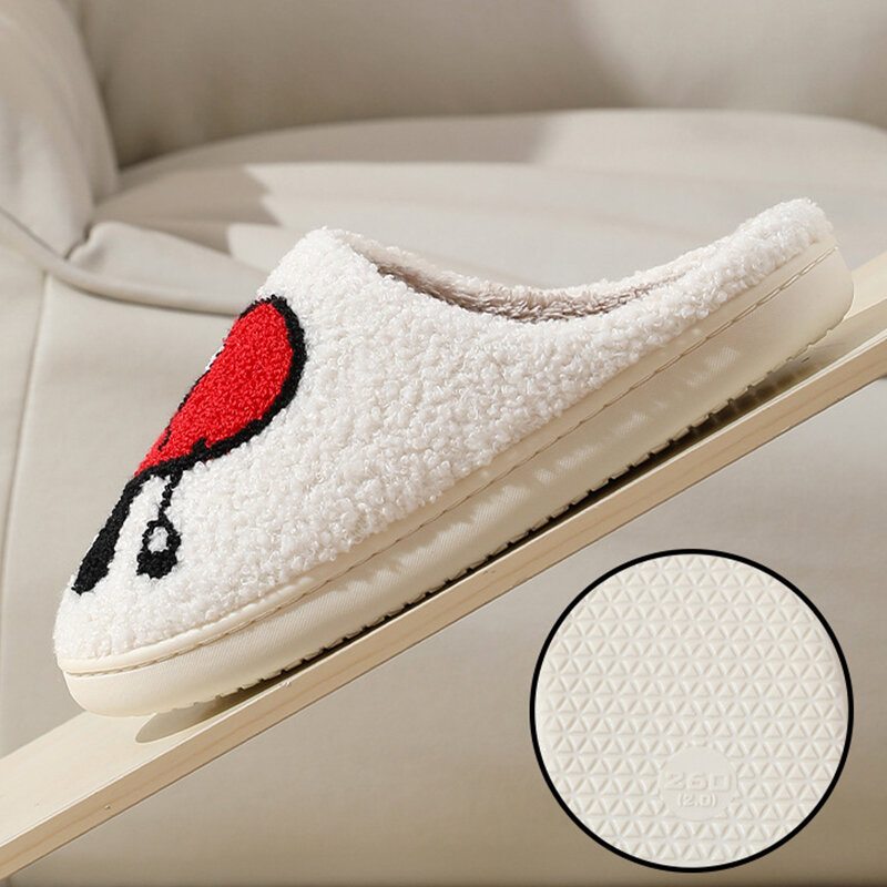 Inverno Bad Bunny Love Pattern pantofole da donna House Couples Men Fluffy Slides Cartoon ricamo Warm Indoor Ladies Cotton Shoes