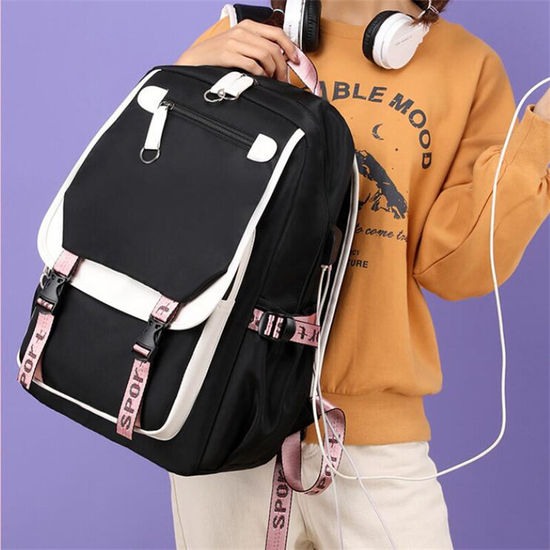 حقيبة ظهر توكايتو مويشيرو ، حقيبة مدرسية للمراهقات ، حقيبة كمبيوتر محمول USB ، حقيبة ظهر للسفر في الهواء الطلق ، حقيبة كتف ، رجال ونساء