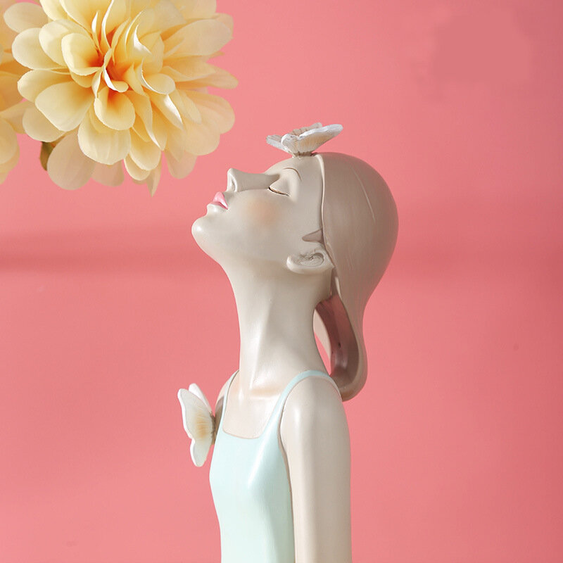 Kreatywny dom dekoracyjny kwiat wazon motyl dziewczyna ozdobne rękodzieła z żywicy prezent wejście do sypialni pulpit wazon dekoracyjny DIY