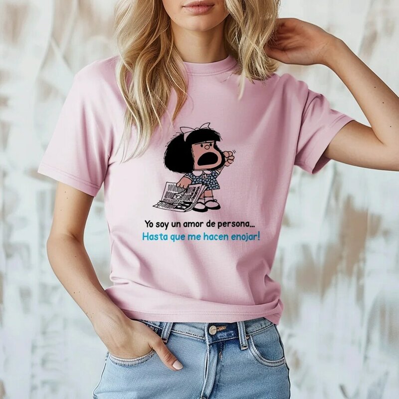 Camiseta de Mafalda para hombre, ropa de calle, top para niño, ropa estampada divertida