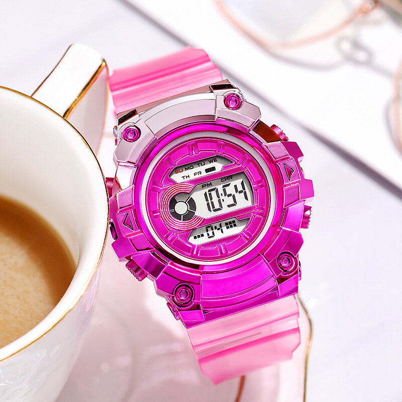 Gradientowe kolorowe zegarki damskie Luminous Casual sportowy cyfrowy zegarek zegar na prezent LED Girl Lovers zegarek moda kobieta zegar