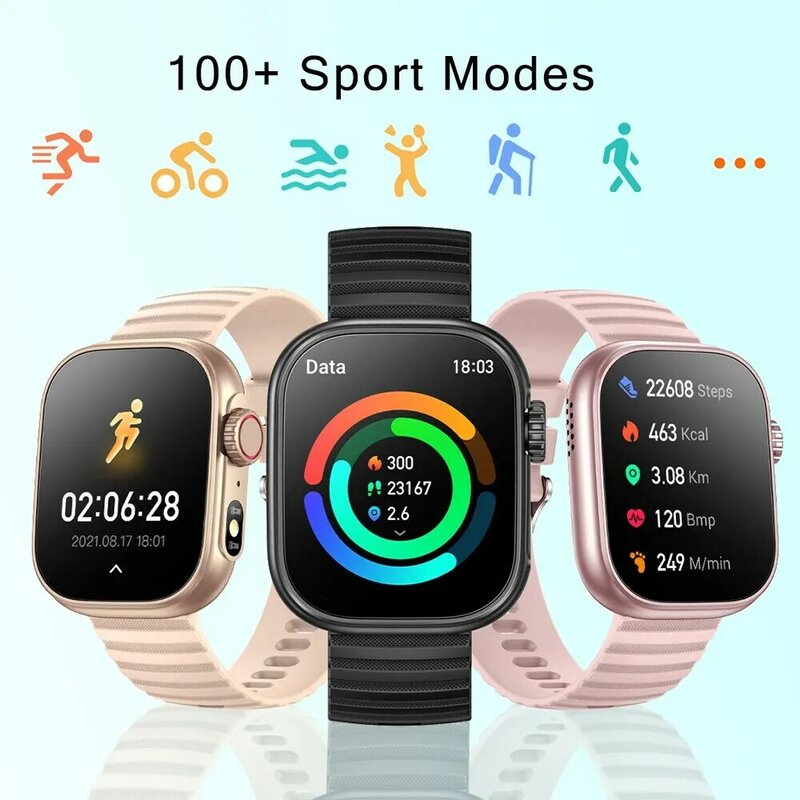 SENBONO Smart Watch uomo donna torcia a LED 100 + modalità sportive Fitness Tracker temperatura corporea 2.01 "schermo Smartwatch uomo Wome