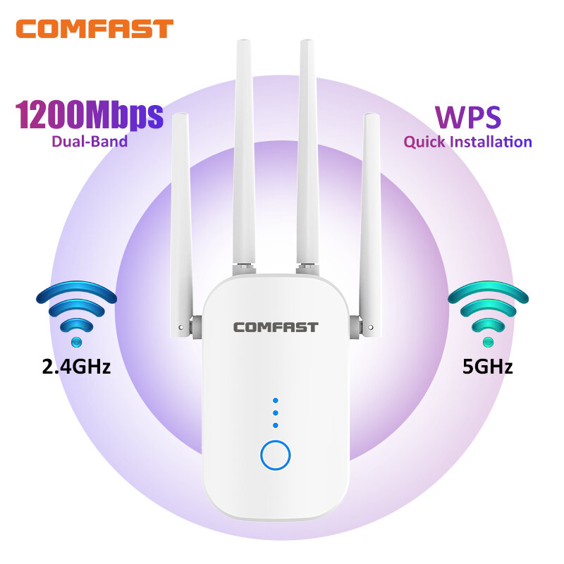 1200Mbps Dual Band 2.4G&5GHz WiFi Extender 802.11AC WiFi Repeater Powerful Wireless Router/AP AC1200 Wlan Wi Fi Range Amplifier