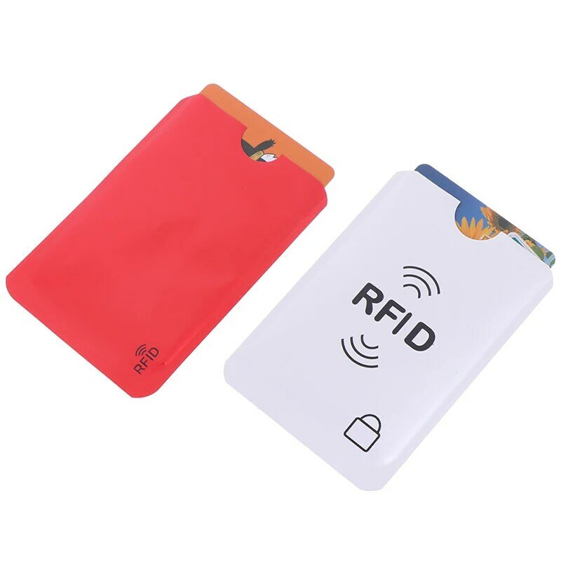 Pemegang kartu Aluminium Foil 10 buah pelindung kartu kredit lengan aman pemegang kartu berpelindung NFC pegangan kartu Bank ID anti demagnetisasi
