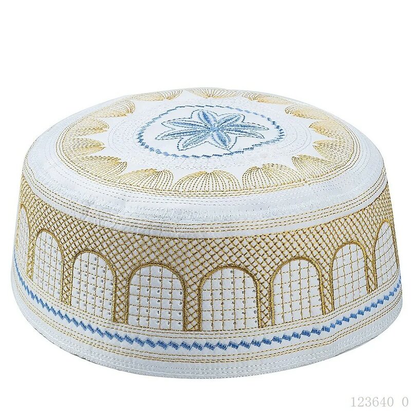 Sombreros bordados musulmanes para hombres, gorros redondos de estilo musulmán, para oración, 2023