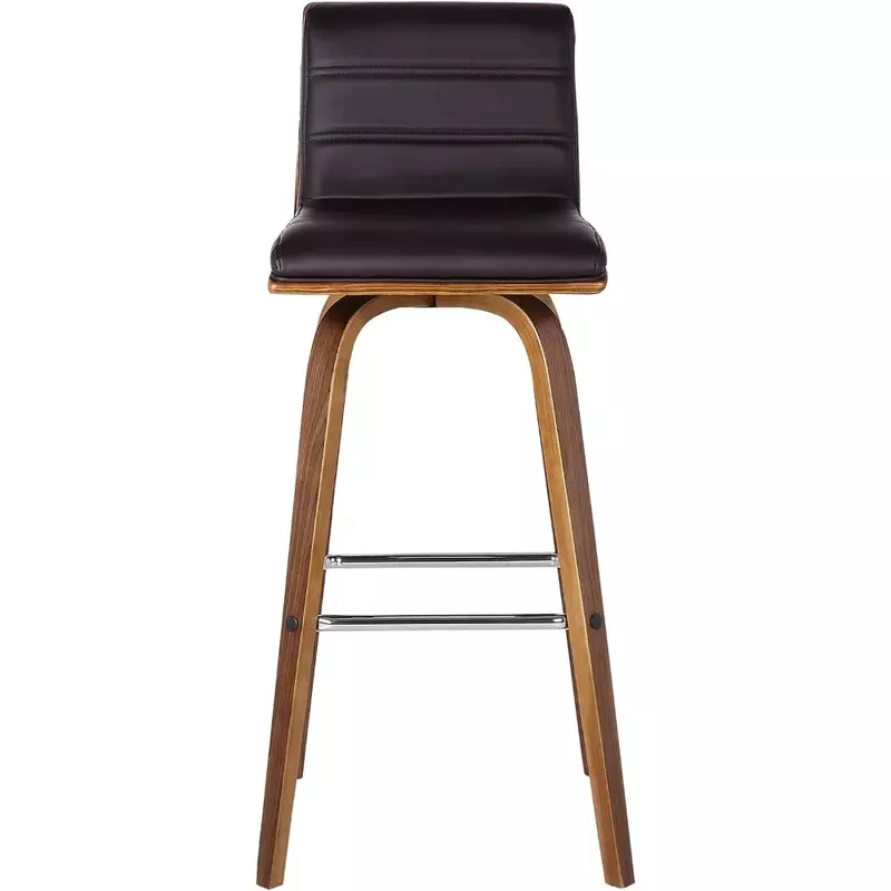 Armen Living Vienna Mid-Century Modern-More color and size option 30" Bar height Barstool Faux Leather Wood Finish, Brown/Walnut