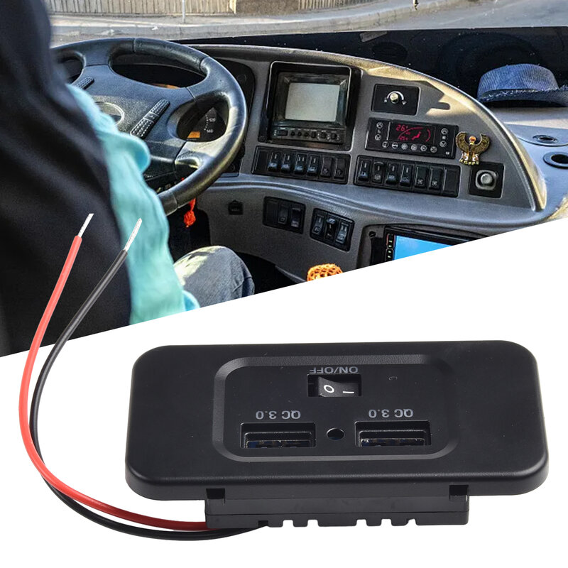 Power Outlet mobil QC, instalasi pengisian cepat permukaan pemasangan Universal Fitment Input DC V V lampu biru