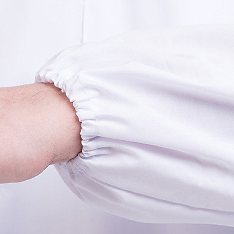ผู้หญิงผู้ชาย Unisex White Lab Coat Notched Lapel Collar ปุ่มลงพยาบาลทางการแพทย์ Doctor ชุดเสื้อ
