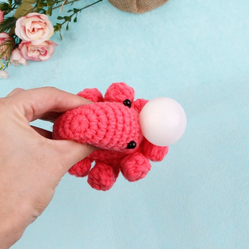 Crochet polvo boca estourando Squeeze brinquedos, Stress Relief Fidgets, Blow Bubble Pinch, brinquedo sensorial