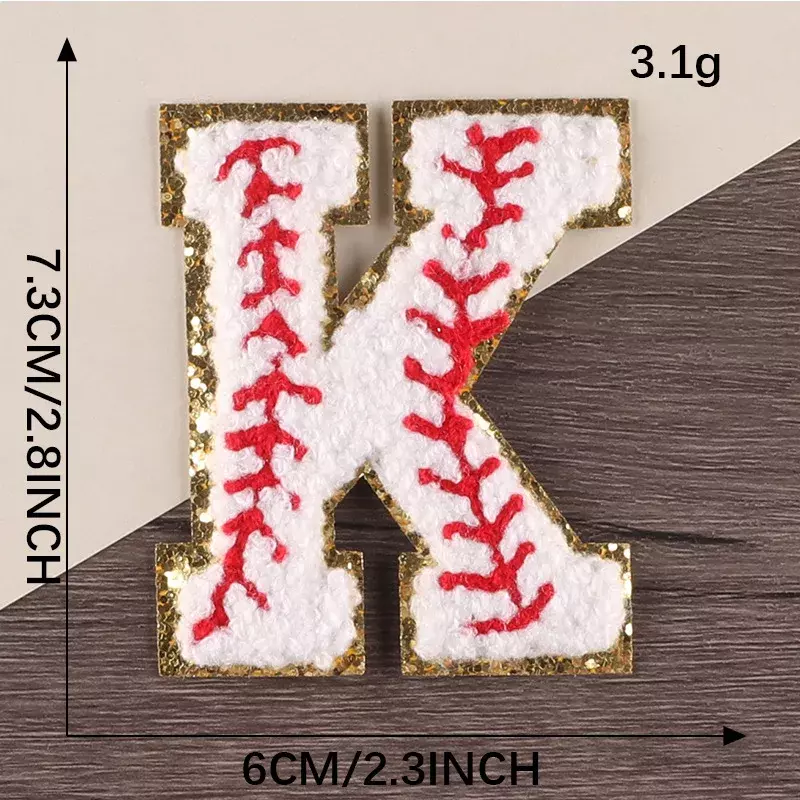 Hot Chenille Baseball Embroidery Patch Letter Sticker DIY Alphabet Iron on Patches Badges Fabric Accessories for Clothing Hats