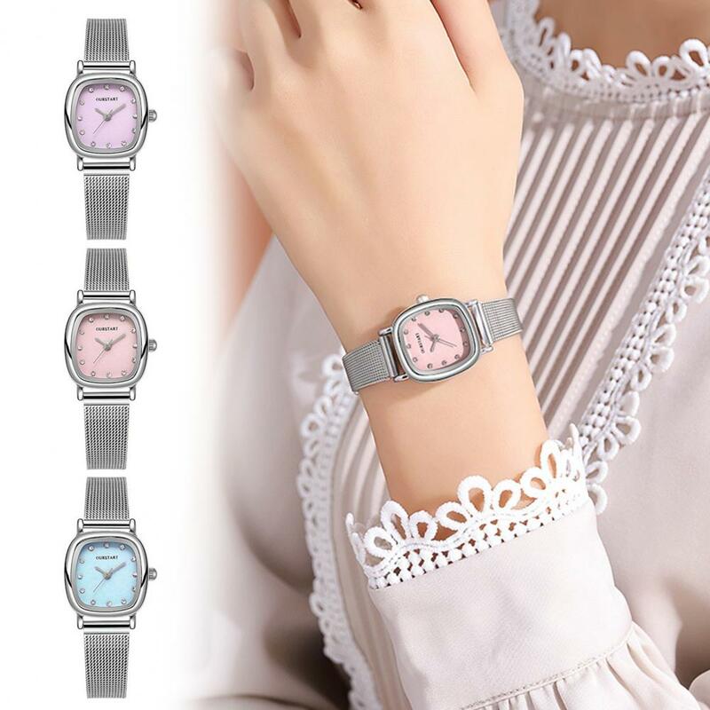 Reloj de pulsera con esfera de diamantes de imitación para mujer, elegante reloj cuadrado con banda de malla, movimiento de cuarzo minimalista para mujer