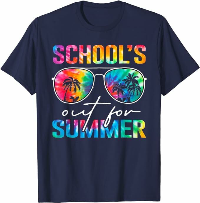 Schools Out for Summer Tie Dye Last Day of School Teacher T-Shirt Schoolwear Outfit Humor Funny Graduate Tee Top Graduation Gift
