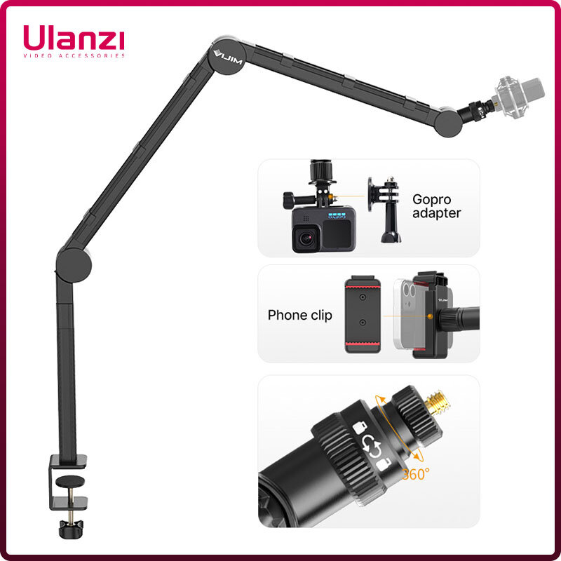 VIJIM LS24-soporte de brazo de micrófono para escritorio, soporte de cámara DSLR, suspensión ajustable, soporte de micrófono con tornillo de 1/4 para grabación