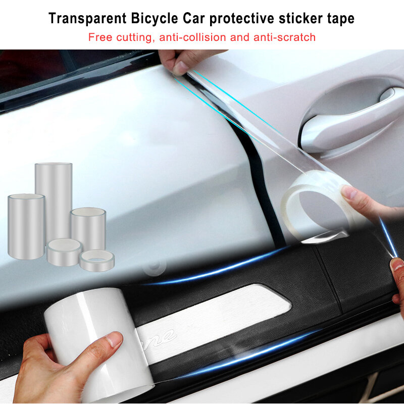 Car Door Protector Stickers Transparent Bicycle Stickers Tape Bike Frame Protector Cycling Tape Film Auto Sill Anti Scratch Tape