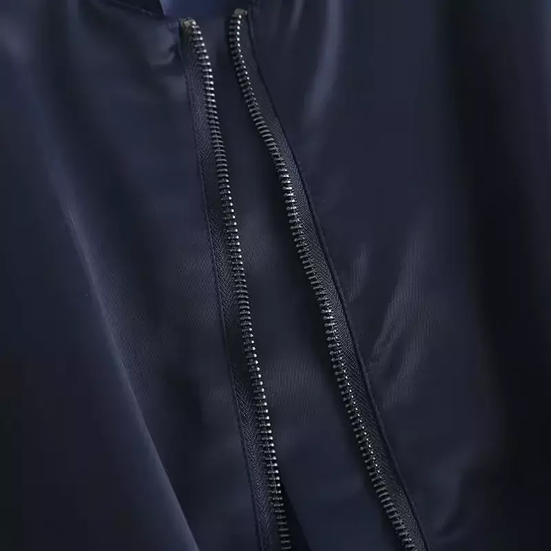 Chaqueta corta de piloto de dos colores para mujer, abrigo Retro de manga larga con cremallera, Top elegante, novedad de 2023