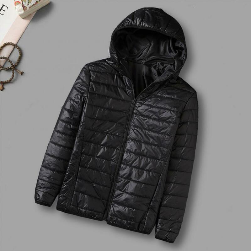 Abrigo de algodón con capucha para hombre, abrigo de invierno a prueba de viento con capucha, protección del cuello, bolsillos acolchados, cálido y suave