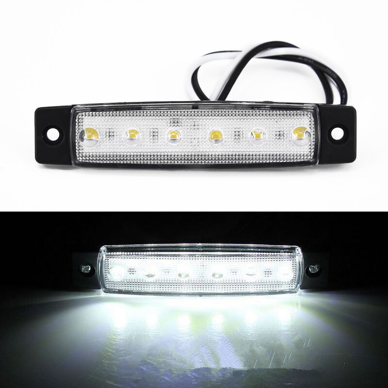 Luces LED de posición lateral para remolque, luces indicadoras de camión, barco, autobús, RV, tornillos y tuercas de montaje incluidos, blanco, 12V, 6