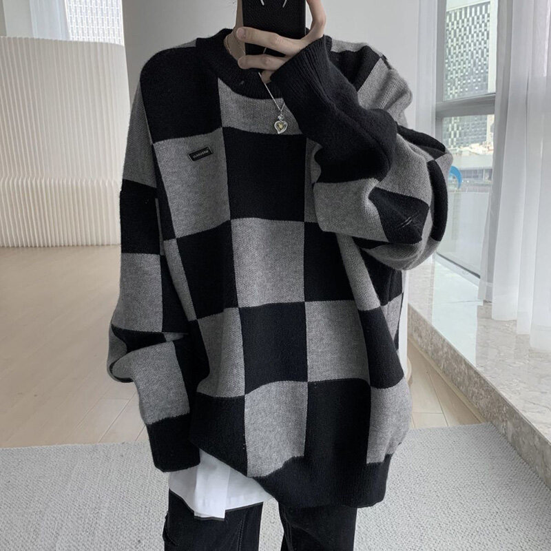 Fashion O-Neck Knitted Spliced Korean Color Sweaters Men's Clothing 2022 Autumn New All-match Casual Pullovers Loose Warm Tops