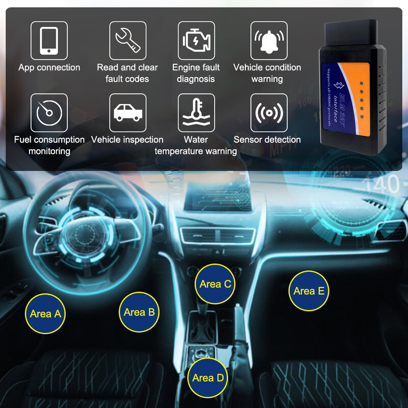 Автомобильный диагностический сканер ELM327, устройство для чтения кодов с поддержкой Wi-Fi и Bluetooth