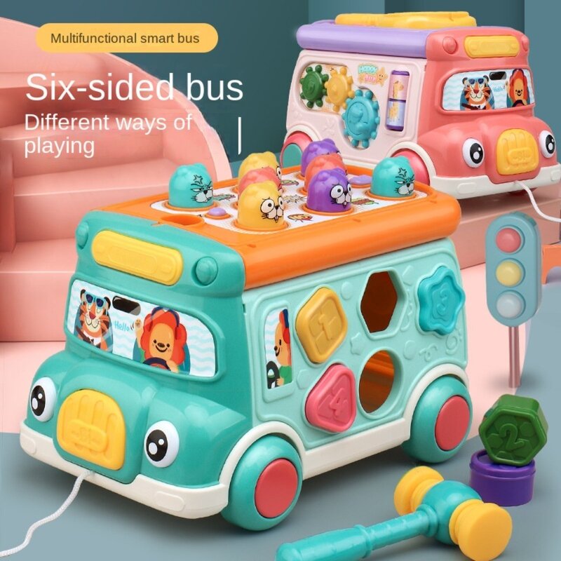 Multifunktion ale pädagogische Bus Spielzeug Puzzlespiele Whack-a-Mole-Spiele frühes Lernen musikalische Bus Bild Paarung