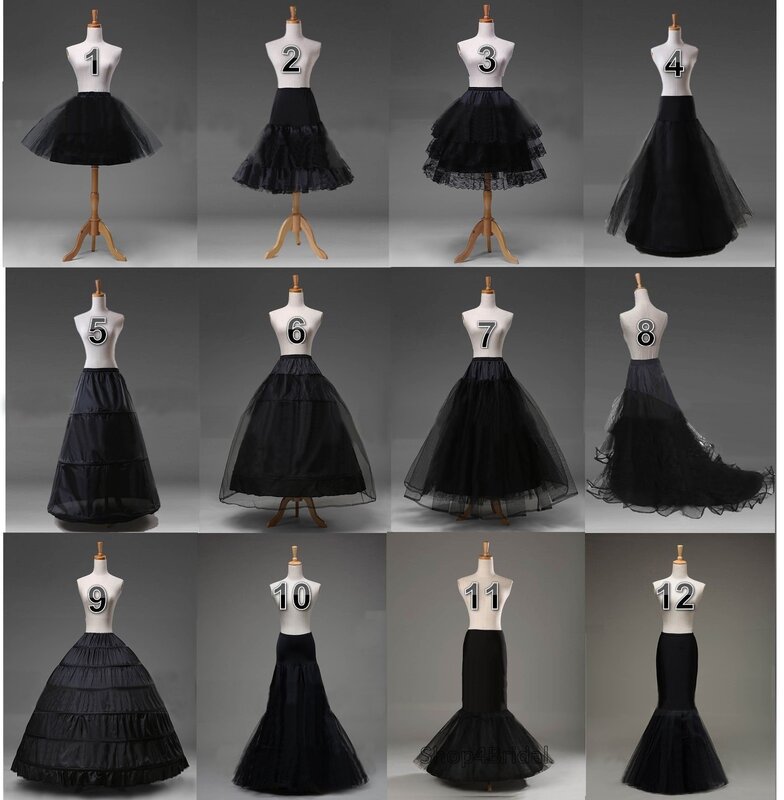 Black Bridal Petticoat Crinoline Underskirt Hoop/Hoopless/Mermaid/Fishtail