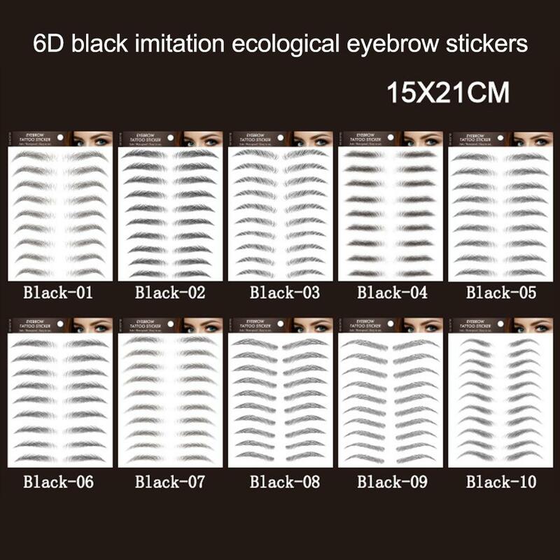 Autocollants de sourcils ressemblant à des cheveux 6D, stickers de maquillage imperméables, longs et naturels