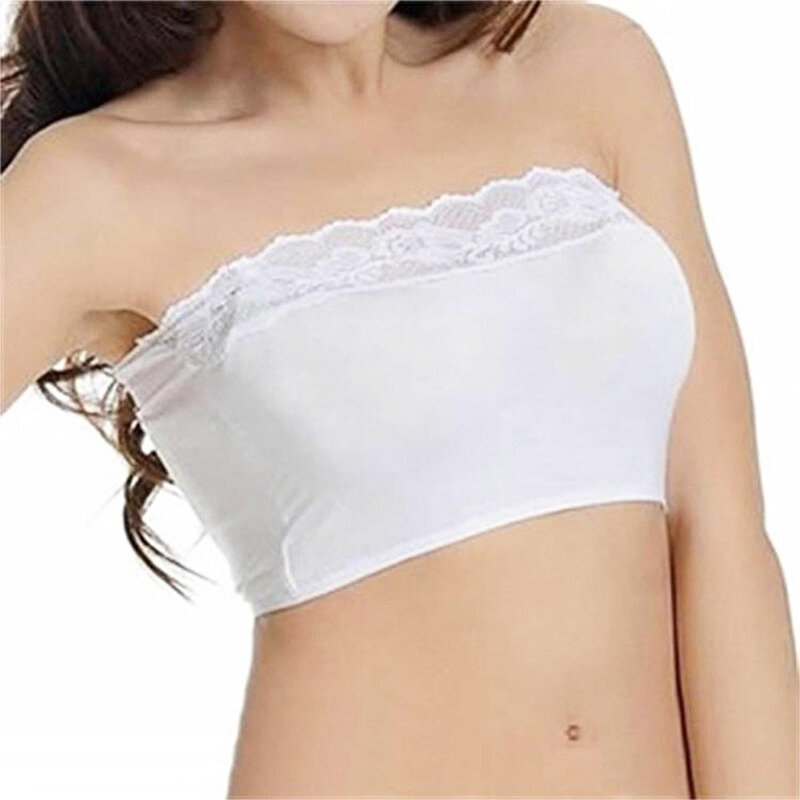Women Stretch Bandeau Bra Strapless Breathable Crop Tank Tops Camisole Bras Modal Lace Tube Top Base Anti-glare Brand New