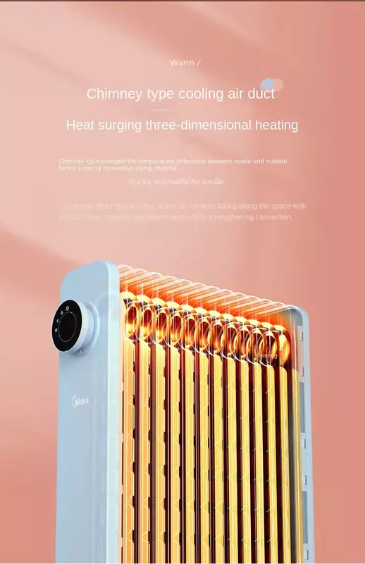 Midea-calentador de aceite eléctrico para el hogar, radiador de ahorro de energía, herramienta God de invierno, estufa asada, 220V