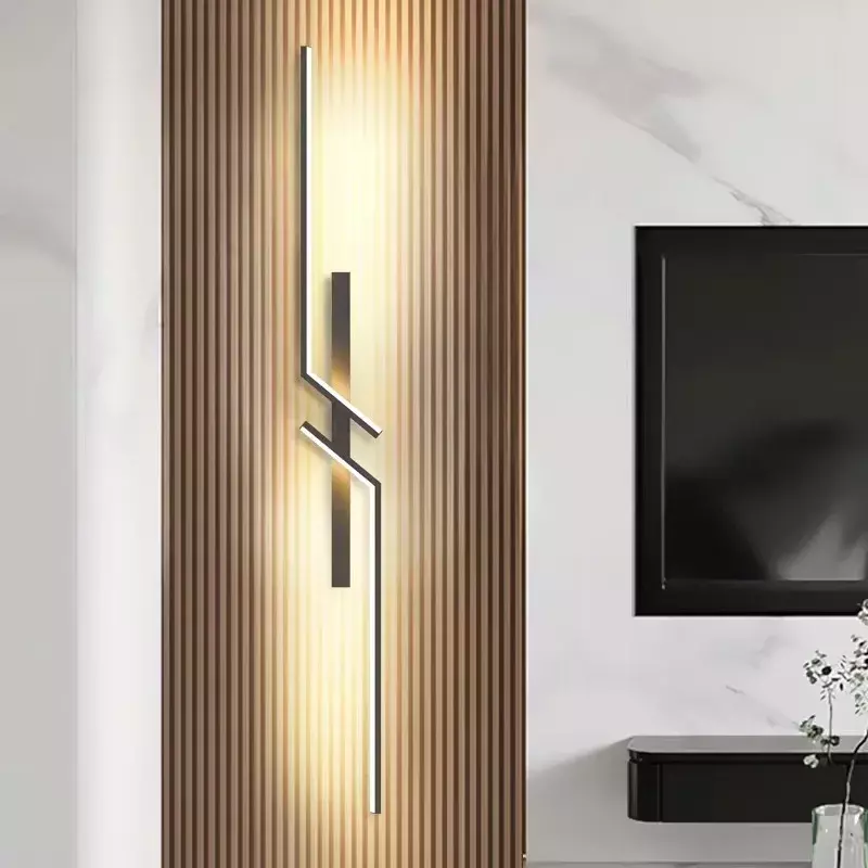 Modern Minimalist Long Wall Lamp Creative Bedroom Bedside Lamp Grille Living Room TV Sofa Background Wall