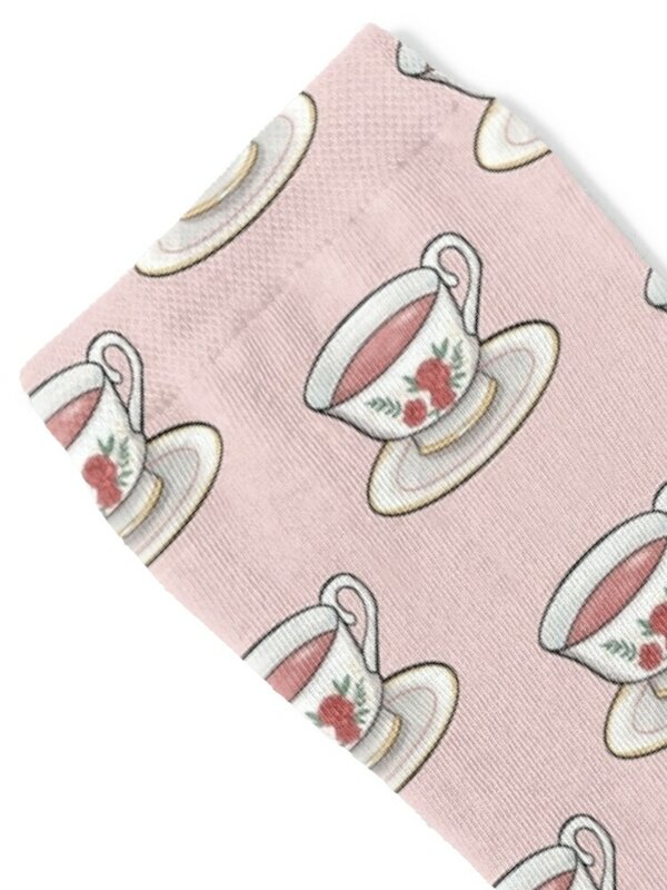 Tasse de thé rose pour hommes et femmes, chaussettes de tasse de thé, cadeau de luxe, chaussures amples
