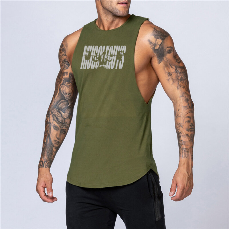 Heren Casual Comfortabele Ademende Mouwloze Katoenen Tanktops Gym Training Spier Zomer Ademend Koel Gevoel Losse T-Shirts