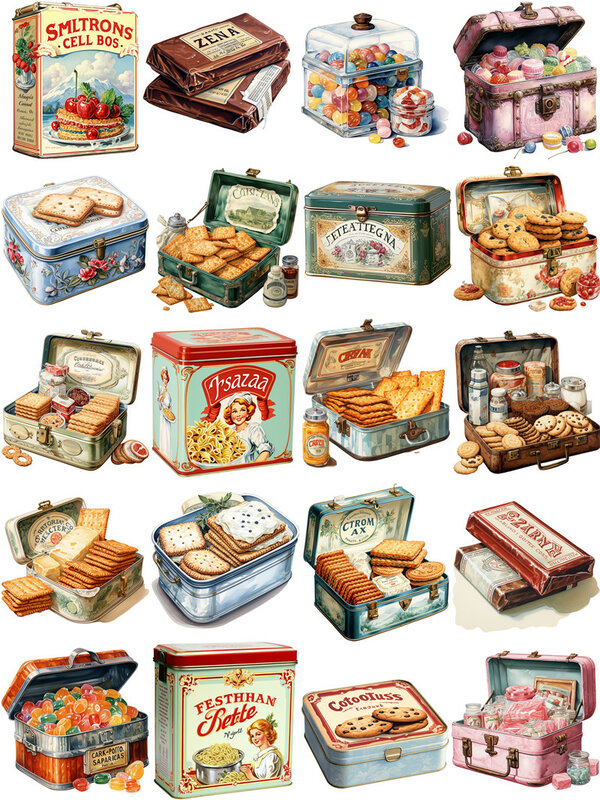 Стикеры в стиле ретро с изображением печенья и закусок, стикеры для рукоделия и скрапбукинга, детские игрушки, стикеры для рукоделия, Канцтовары