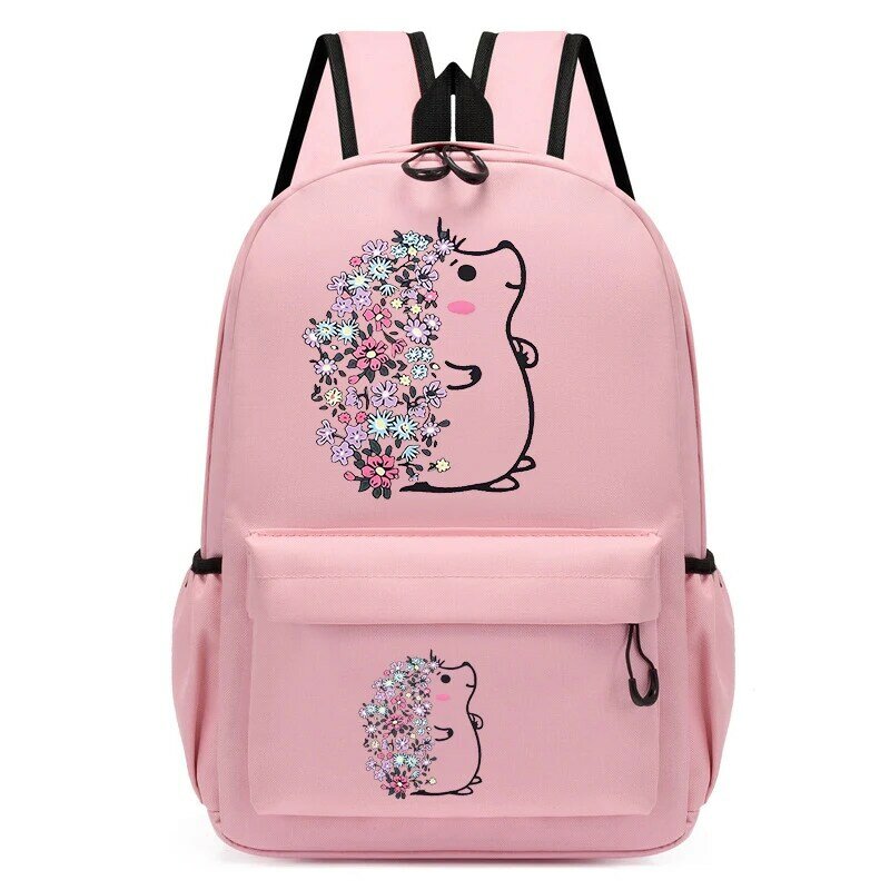 New Bagpack Kids Backpack School Bag Cute Animal Floral Hedgehog Print Backpack Children Anime Bagpack Kindergarten School Bags