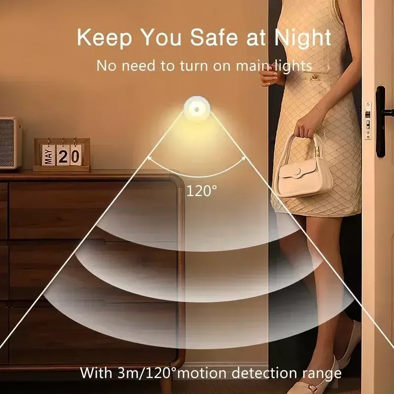 Lampu malam Xiaomi, dengan PIR Sensor gerak lampu baterai LED magnetik kuat untuk kamar tidur samping tempat tidur pencahayaan kabinet dapur