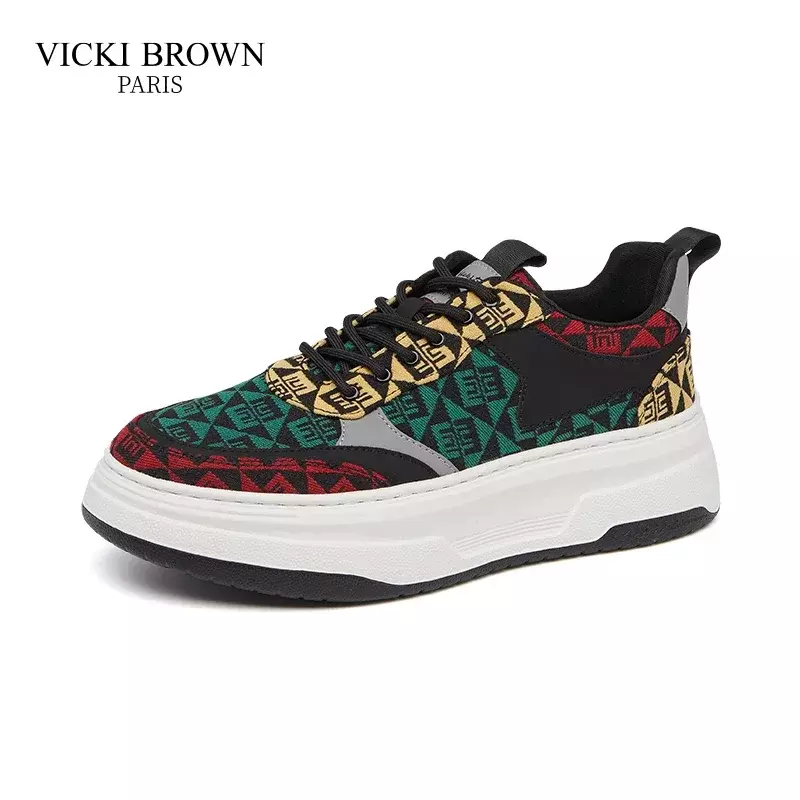 VICKI BROWN-Sapatos esportivos masculinos, calçados esportivos emendados, sapatos baixos com renda, sapatos casuais, novo design, 2024
