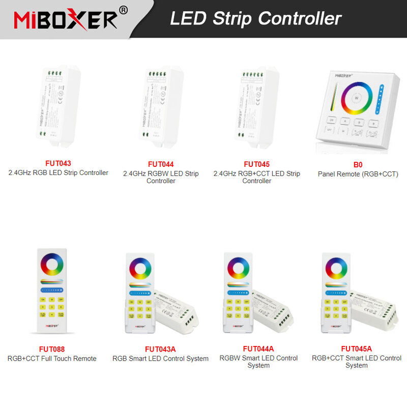 Контроллер светодиодной ленты Miboxer RGB/RGBW/RGBCCT, 2,4G, пульт дистанционного управления B0/FUT043A/FUT044A/FUT045A/FUT088/FUT043/FUT044/FUT045