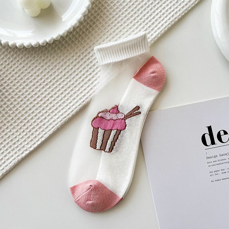 Женские летние Чулочные изделия Mouth, кружевные весенние шелковые носки-лодочки со стеклом, носки-тапочки, короткие носки, носки с цветочной вышивкой