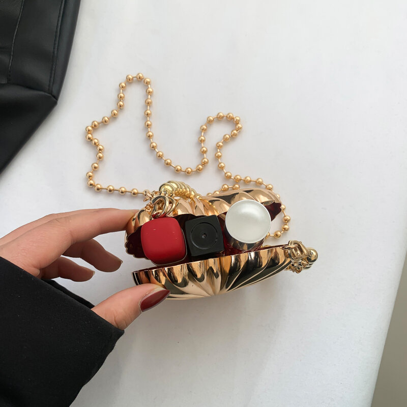 Love Heart Shape Super Mini borsa a tracolla Fashion portamonete borsa per rossetto per donna Designer di pochette da sera in argento di lusso