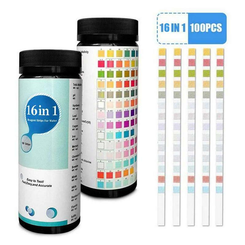 Água potável Qualidade Test Strip, Tap Water Quality Test Papers, Pool Water Aquarium Testing, PH Level, Upgrade 16in 1