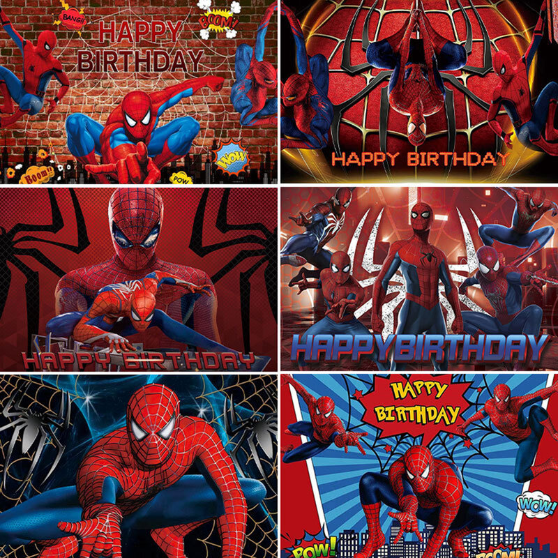 Spiderman Thema Verjaardag Achtergrond Doek Spiderman Feestdecoratie Benodigdheden Locatie Lay-Out Rekwisieten Verjaardag Banner Voor Baby Shower